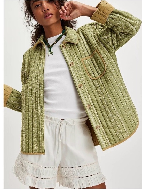 Free People Jackets & Blazers - Free People Alexie Quilted Jacket Paisley Olive Combo Size Medium NWT
